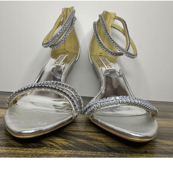 Badgley Mischka Collection Women's Logan Ankle Strap Sandle Sz 8.5 Bling Silver - Picture 4 of 10